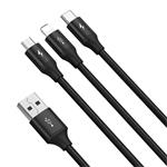 Baseus kabel Rapid Series 3v1, USB/Micro USB, Lightning, USB-C, 1,2 m, černá