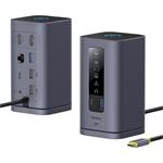 10v1 Baseus Spacemate 100W dokovacia stanica 2xUSB-C, 4xUSB, 2xHDMI, 1xRJ45, 3,5mm jack sivá