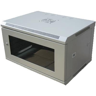 19" nástenná rozvodná skriňa, jednodielna, 6U/450 mm, sivá