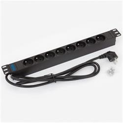 19" Rozvodný panel 8x230V 1U CZ 2m kabel čern