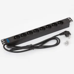 19" Rozvodný panel 8x230V 1U CZ 2m kábel čierny RAB-PD-X01-A1