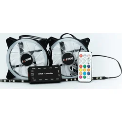1stCOOL Fan KIT AURA RAINBOW 2, LED pásek + 2x fan + řadič, dál. ovladač + kabel KIT-AURA-RAINBOW-ARGB2 - Chladiče - chlazení