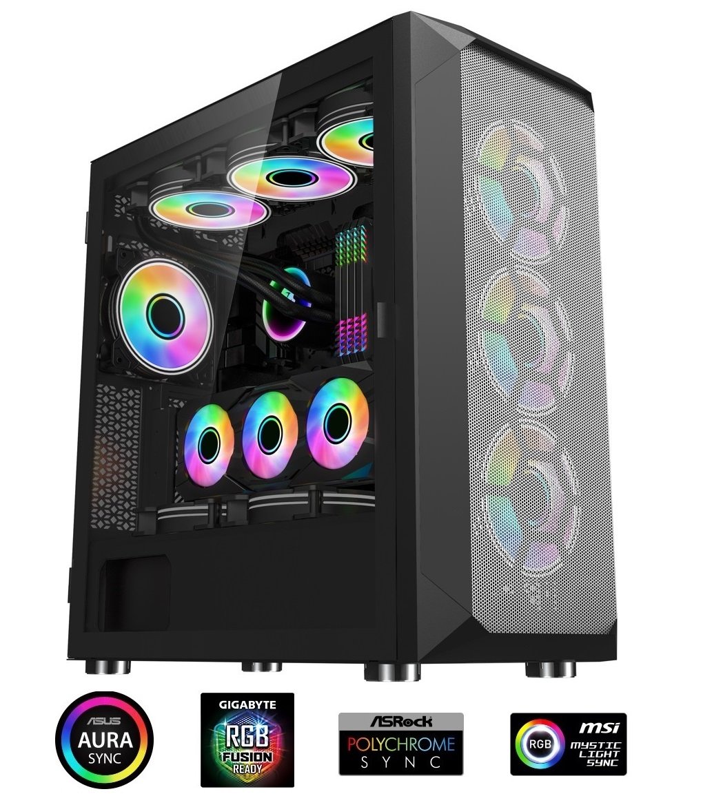 1stCOOL MiddleTower Wind Storm Black + sada ARGB