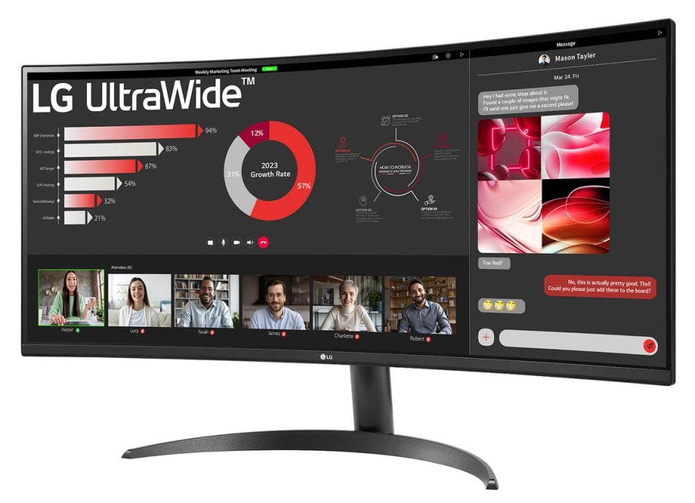 34" LG monitor 34WR50QK-B prohnutý
