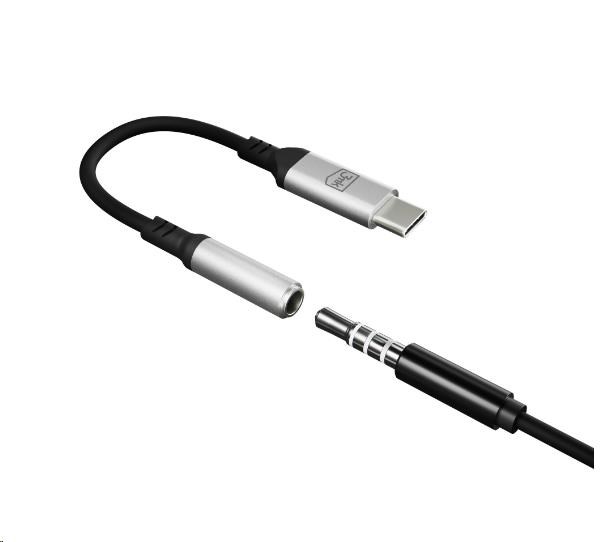 3mk Adaptér USB-C/Jack 3,5 mm (samica) 0,15 m, čierno-strieborný
