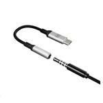 3mk Adaptér USB-C/Jack 3,5 mm (samica) 0,15 m, čierno-strieborný