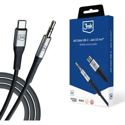 3mk audio kábel - AUX kábel USB-C - Jack 3,5 mm, 1 m, čierny