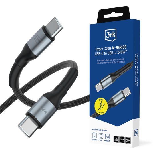 3mk Hyper Cable N-SERIES C-C 1 m PD 3.0 QC 3.0 48 V/5 A 240 W čierny