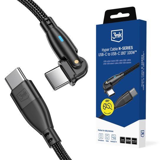 3mk Hyper Cable N-SERIES C na C 1 m PD 3.0 QC 3.0 20 V/5 A 100 W čierny otočný