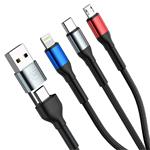 3mk kabel Hyper Cable N-SERIES 6 in 1 C/A to C/Lightning/Micro 1.2m QC 3.0 9V/2A 18W Black