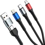 3mk kábel Hyper Cable N-SERIES 6 v 1 C/A na C/Lightning/Micro 1,2 m QC 3.0 9 V/2 A 18 W čierny