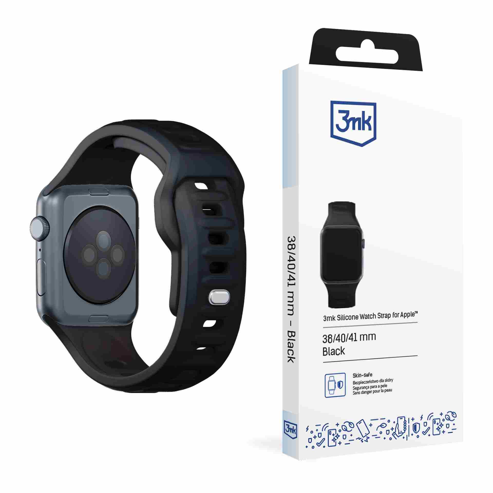3mk Silikónový remienok pre Apple 38/40/41 mm Black