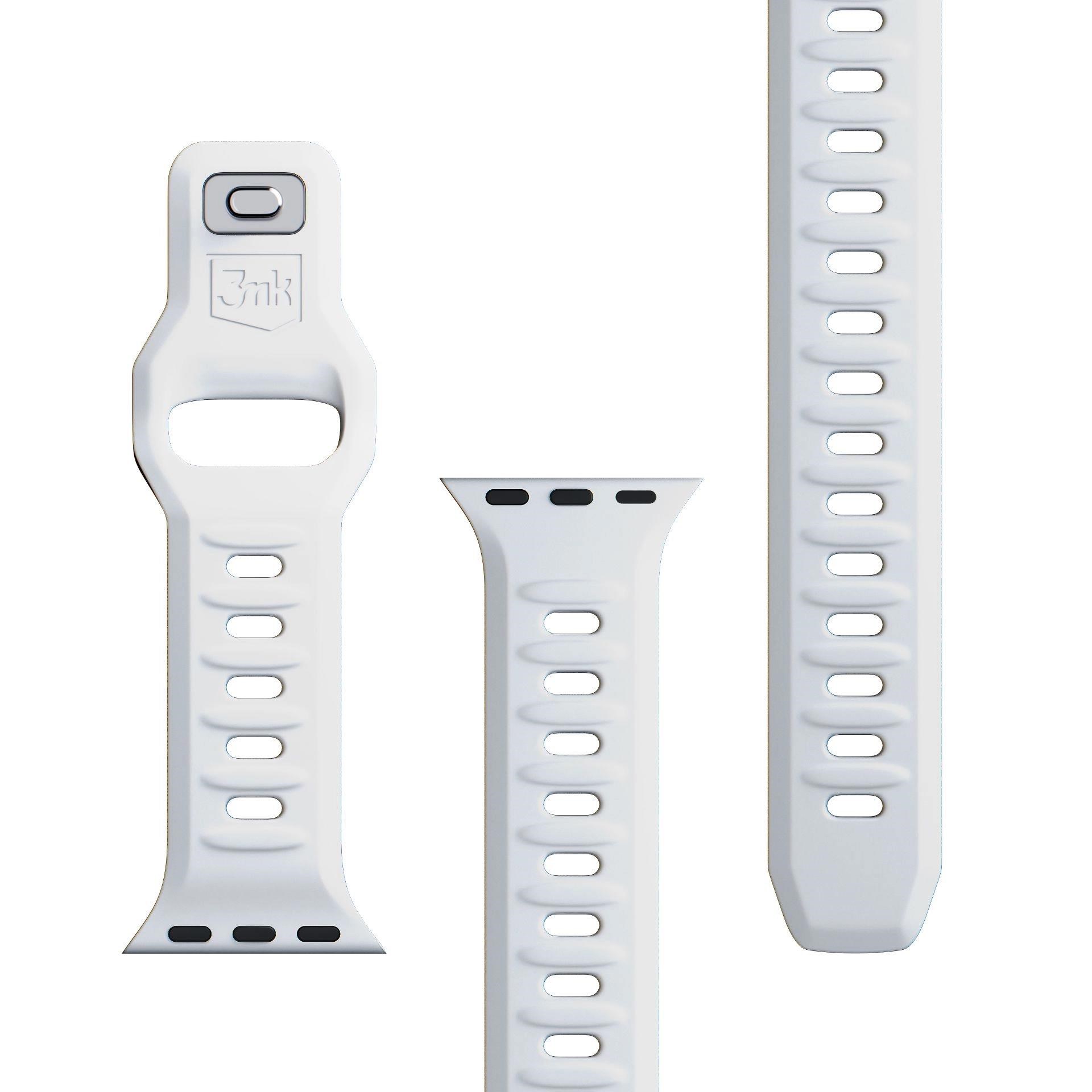 3mk Silikónový remienok pre Apple 42/44/45/49 mm White