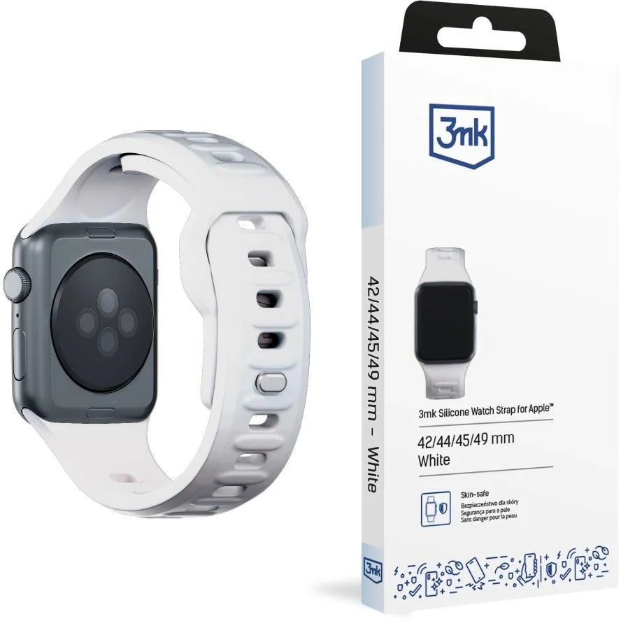 3mk Silikónový remienok pre Apple 42/44/45/49 mm White