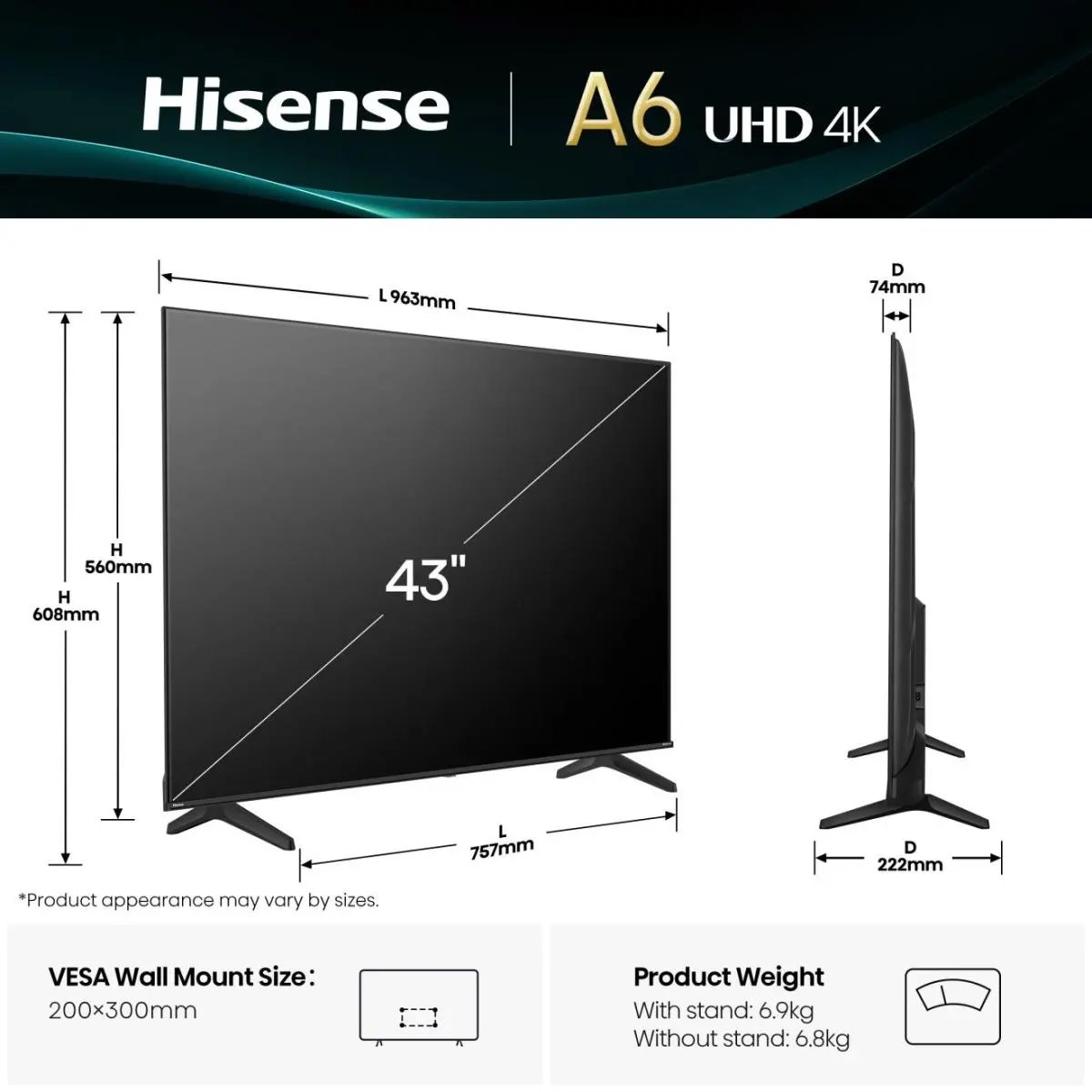 43" HISENSE 43A6Q (2025)