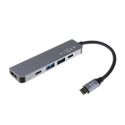 5-portový hliníkový USB-C FIXED HUB Mini pro notebooky a tablety, šedý