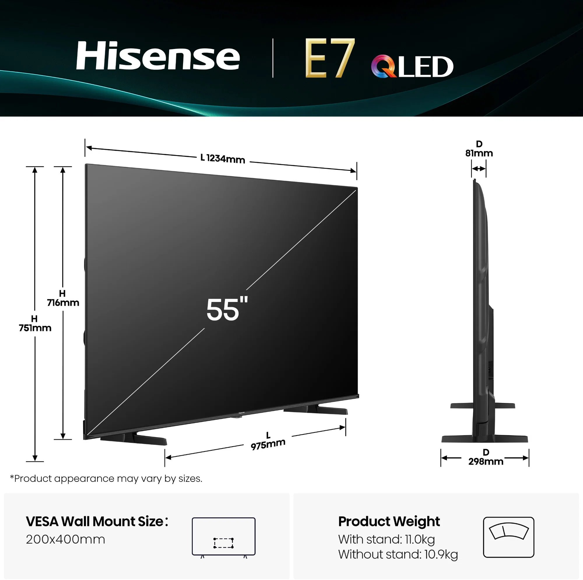 55" HISENSE 55E7Q (2025)