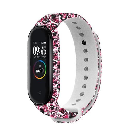 RhinoTech řemínek pro Xiaomi Mi Band 3 / 4, bílá - motiv láska