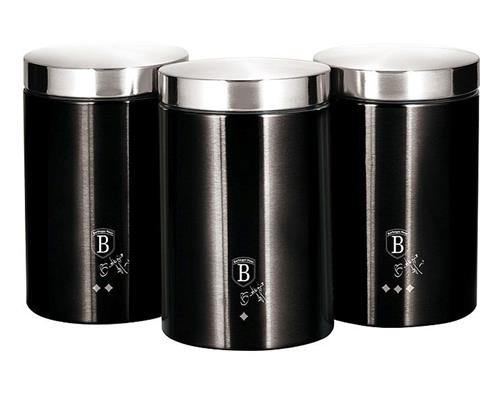 BerlingerHaus 3dílná sada dóz na potraviny Royal Black Collection, 18 cm