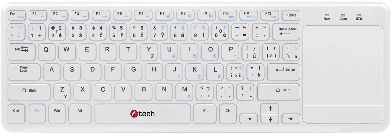 C-TECH WLTK-01W, bezdrátová klávesnice s touchpadem