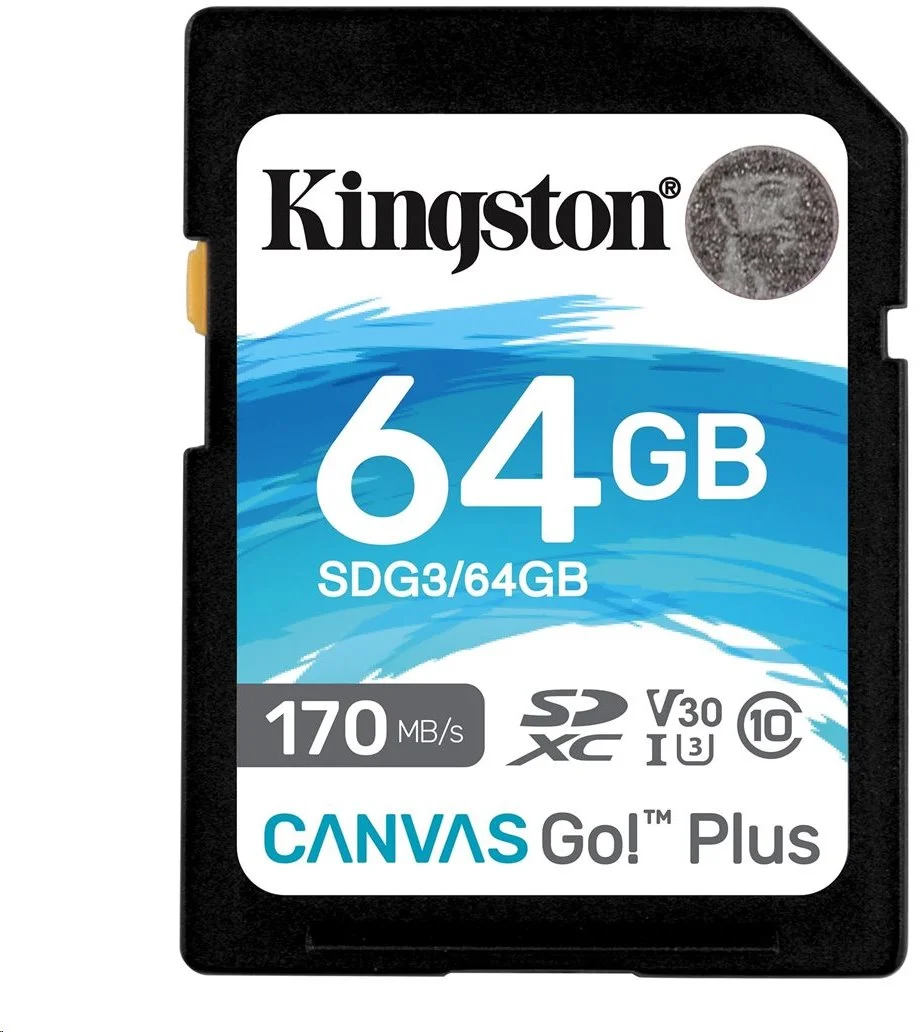 KINGSTON SDXC 64GB Canvas Go! Plus UHS-I U3 V30 rychlost až 170MB/s