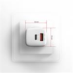 ACAGON ACU-PQ20W ACU-PQ20W AC adaptér 20 W, 2x port (USB-A + USB-C), PD3.0/PPS/QC4+/AFC/Apple, biely