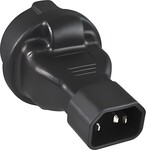 Adaptér IEC C14 samec na SCHUKO CEE 7/3 samica, napätie 230 V, max. prúd 10 A