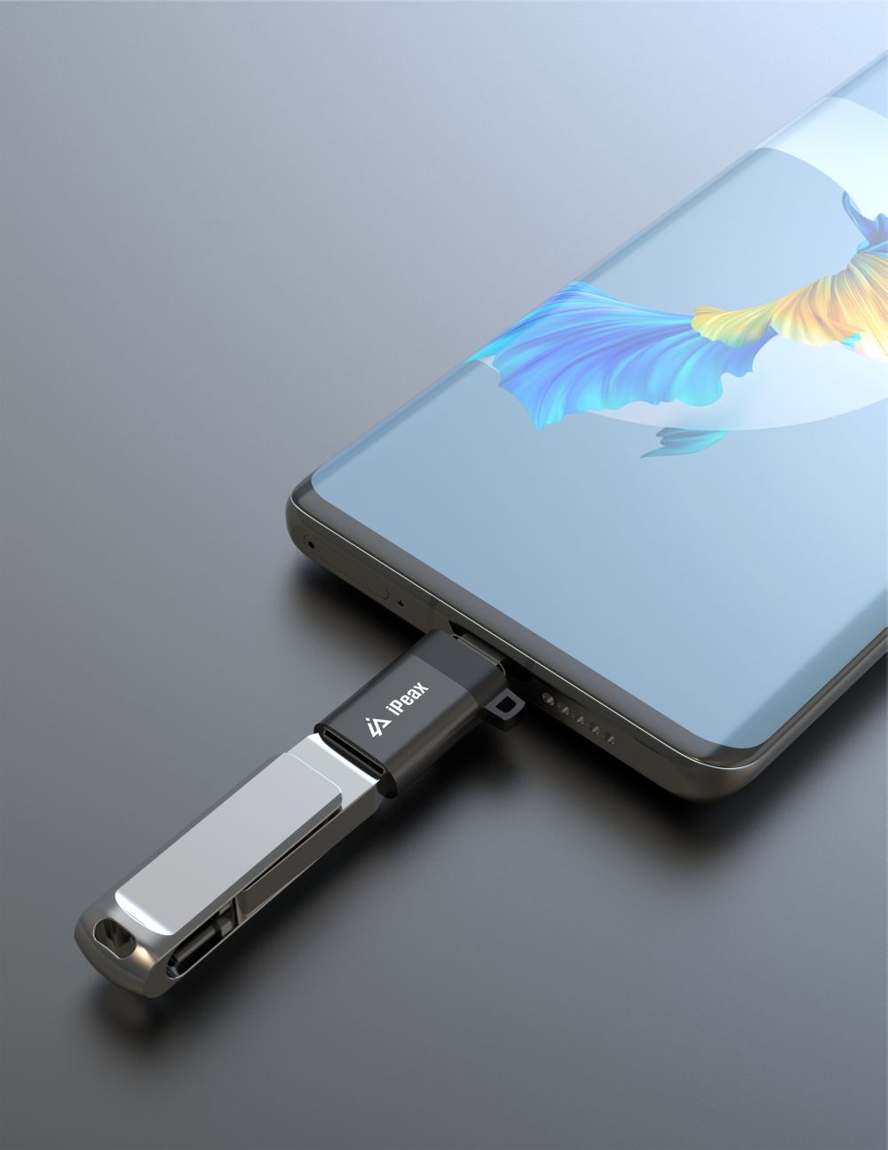 ADAPTÉR iPEAX OTG USB-C / USB-A (samica) ČIERNY