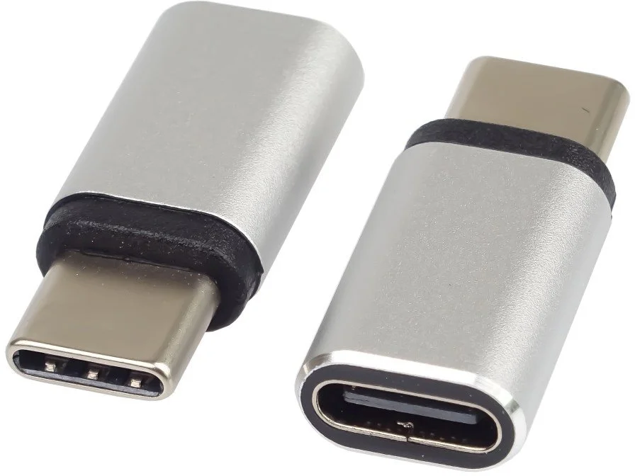Adaptér PremiumCord USB-C žena - USB-C muž, strieborný