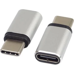 Adaptér PremiumCord USB-C žena - USB-C muž, strieborný