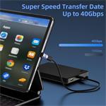 Adaptér PremiumCord zakrivený pod uhlom 90° USB-C samica - USB-C samec 40 Gb/s hliník