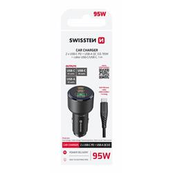 Adaptér Swissten CL 95 W + kábel USB-C 1 m, čierny