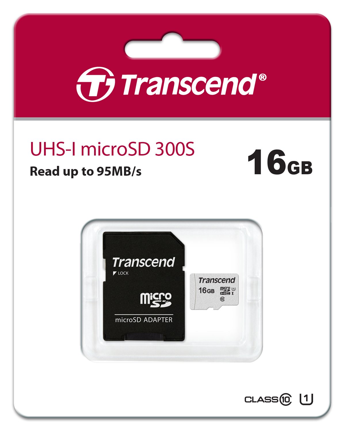 Adaptér Transcend microSDHC 300S 16GB UHS-I