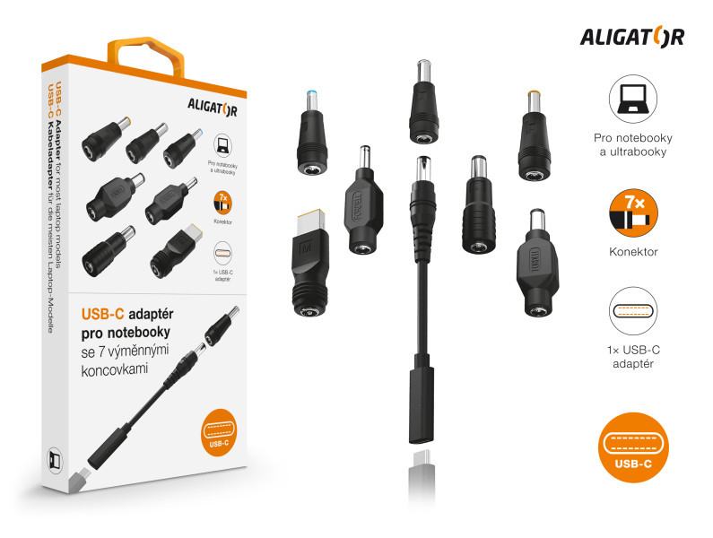 Adaptér USB-C pre notebooky a ultrabooky so 7 vymeniteľnými konektormi