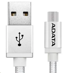 Adata microUSB 1m, pletený, stříbrný