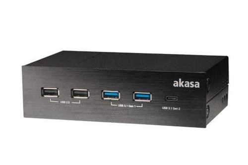 AKASA HUB USB InterConnect GX, 2x USB 3.1, 2x USB 2.0, USB-C, 5.25" přední panel, interní