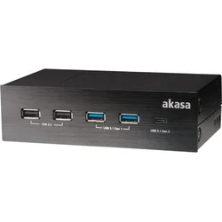 AKASA HUB USB InterConnect GX, 2x USB 3.1, 2x USB 2.0, USB-C, 5.25" přední panel, interní