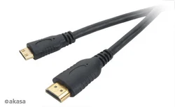 AKASA kábel mini HDMI - HDMI 1.5m pozlátený, 1080p AK-CBHD07-15BK