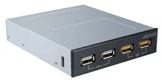 AKASA přední panel AK-ICR-24/ 2x USB2.0 / 2x USB nabíjecí port/ 3,5" černý