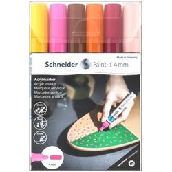 Akrylové fixky SCHNEIDER "Paint-It 320", sada 6 farieb, 4 mm