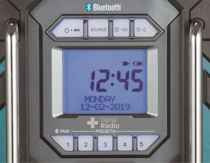 Akumulátorové rádio Makita DMR301 s nabíjačkou, DAB, Bluetooth, Li-ion CXT 10,8/12V,LXT14,4/18V Z