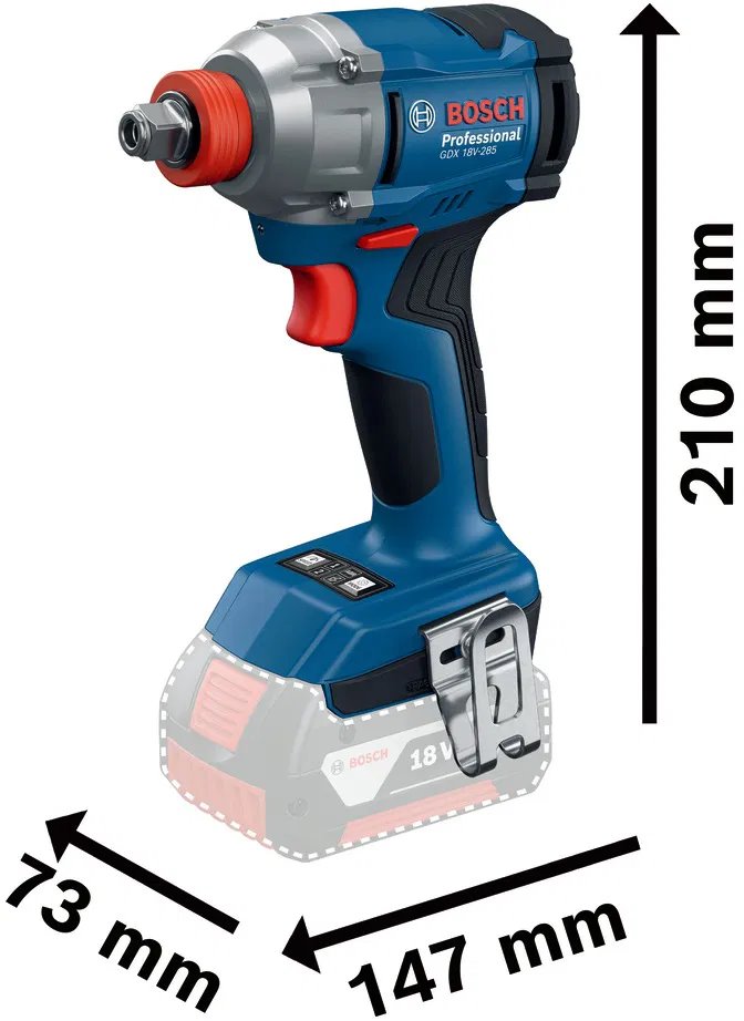Akumulátorový rázový uťahovák BOSCH GDX 18V-285 vrátane akumulátora. (0.601.9N2.122)