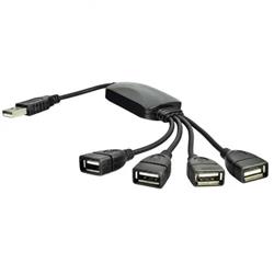 Akyga Hub USB 2.0 4-port, ABS, černá, 15cm