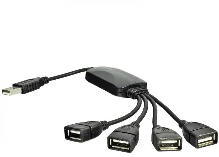 Akyga Hub USB 2.0 4-portový, ABS, čierny, 15 cm