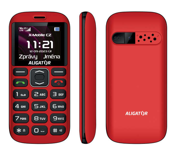 ALIGATOR A720 4G Senior červeno-černý + stolní nabíječka