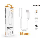 Aligator audio adaptér USB-C / 3,5mm Jack, bílý