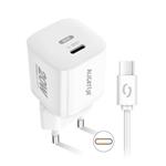 ALIGATOR Mini rýchlonabíjačka, PD 20W, kábel USB-C/USB-C, biela