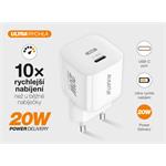 ALIGATOR Mini rýchlonabíjačka, PD 20W, kábel USB-C/USB-C, biela