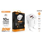 ALIGATOR Mini rýchlonabíjačka, PD 20W USB + USB-C, biela