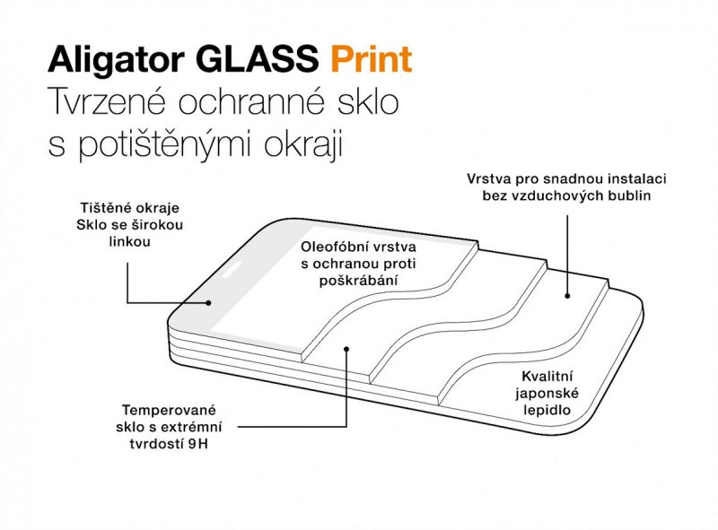 Aligator ochrana displeje GLASS PRINT Xiaomi 14T Pro 5G černá, celoplošné lepení